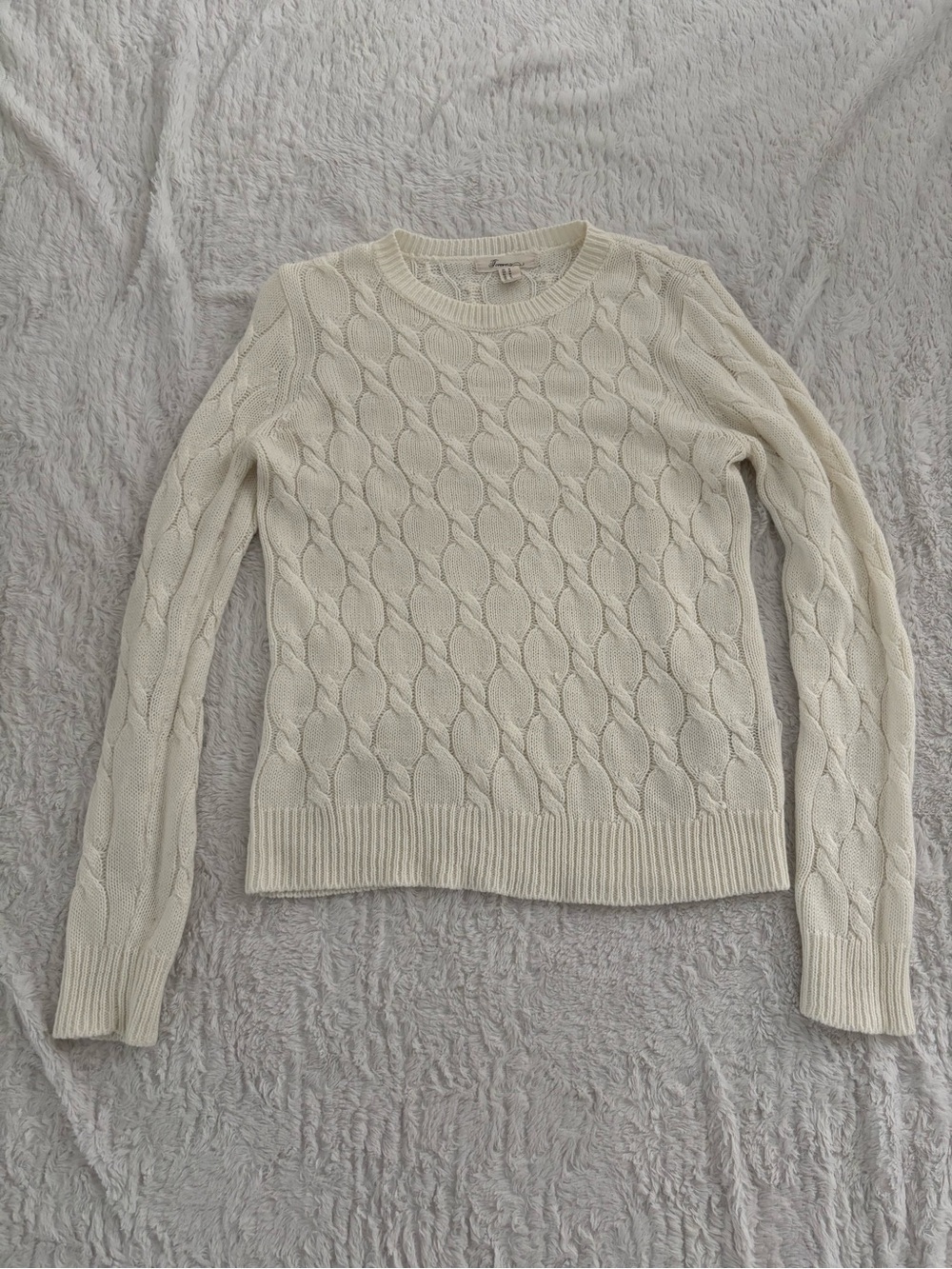 Forever 21 Cream Cable Knit Crewneck Sweater